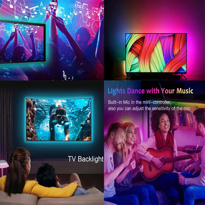 LED Strip Lights RGB APP Control Color Changing Lights with 24 Keys Remote Mode for Room Decoration Bluetooth TV SMD5050 rgb led strip light