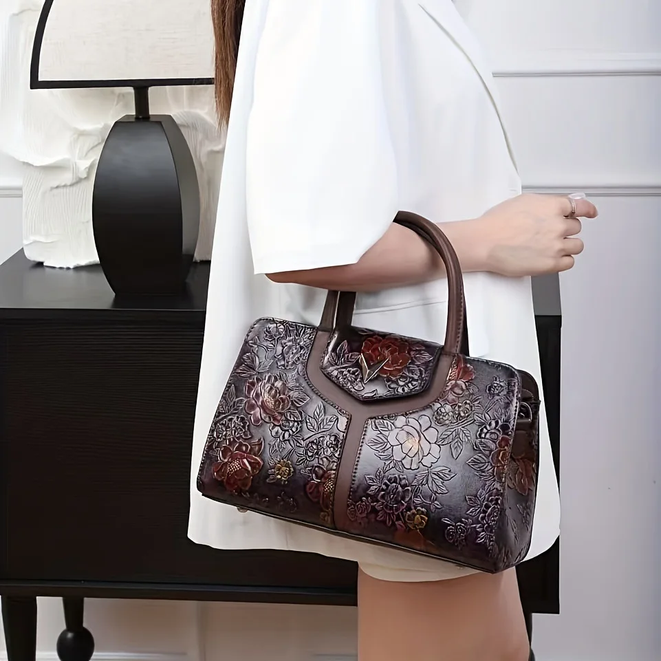 

Genuine leather new retro style women's bag with high-end feel, hand bill of lading, shoulder crossbody bag