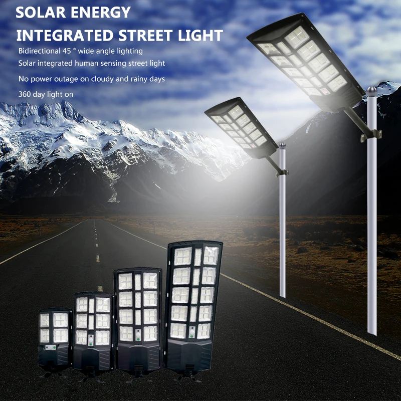 ip67 100w 200w 300w 400w led solar street lights with pole outdoor solar landscape light interstellar warrior solar lamps All in one waterproof remote control 100w 200w 300w  solar street light with motion sensor for home exterior