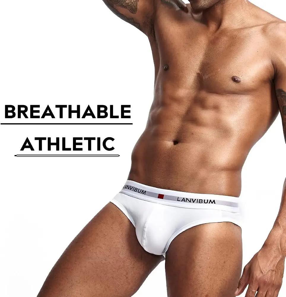 Yiailing Mens Underwear Briefs Pack Cotton Wide Waistband Summer Breathable Underpant Multipack