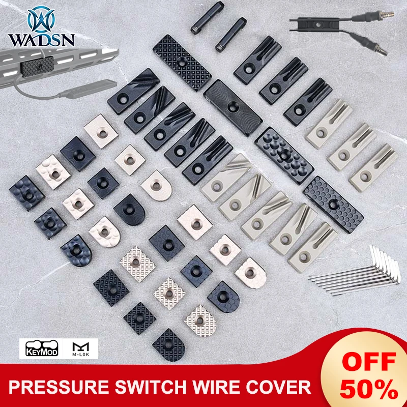 

Wadsn 3pcs/Set Tactical Flashlight Pressure Switch Wire Guide System Cable Management M-LOK Keymod 20MM Rail Cover Tail Fixed