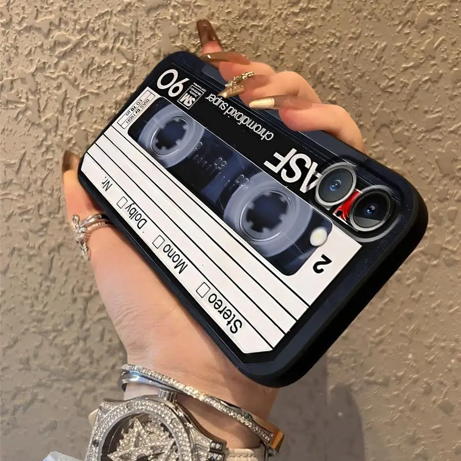 Vintage Cassette Tape Soft Phone Cover - Black