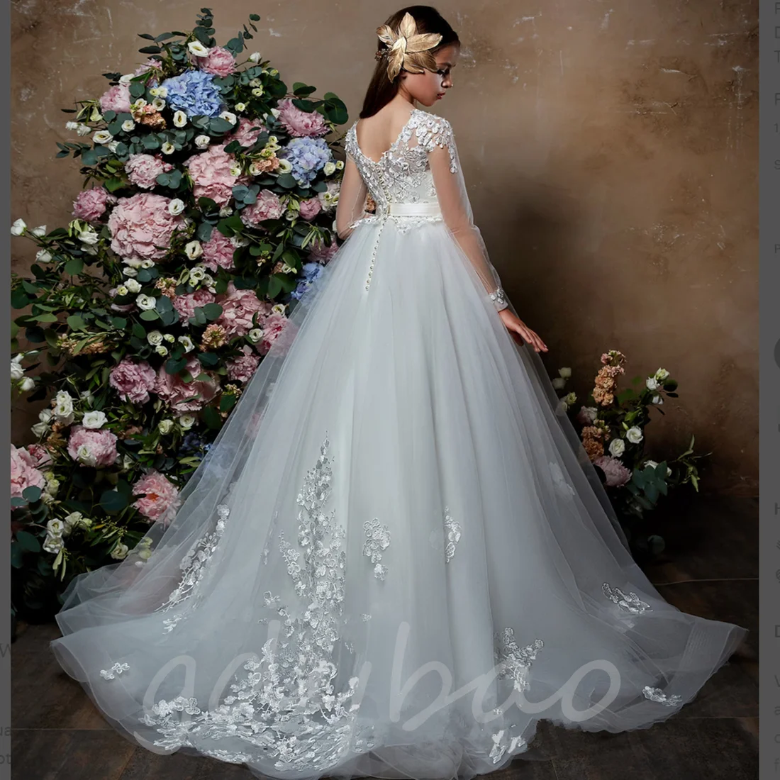 

Flower Girl Dresses For Wedding Appliques Sequins Ball Gown First Communion Pageant Party Princess Dresses