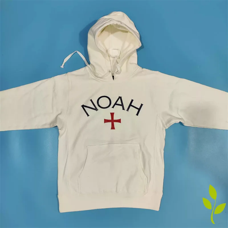 

Noah Hoody Letter Cross Printed Pullovers Side Double Rib Cotton and Velvet Warmth Vintage Casual Hoodie Sweatshirts Men Women