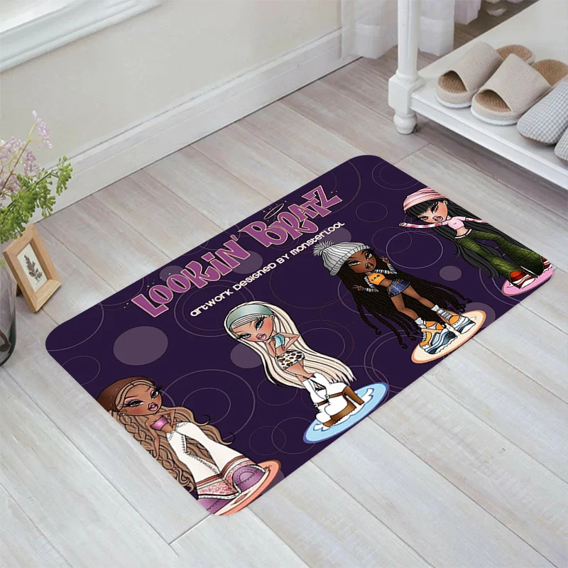 

Bratz Doll Cartoon Floor Mat Kitchen Rug Balcony Room Rugs Carpet Entrance of House Carpets Home Foot Doormat Door Mats Bathroom