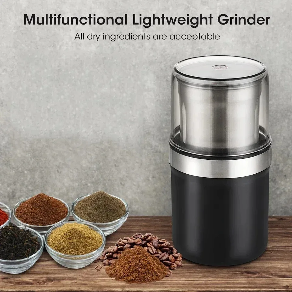 Electric Coffee Grinder Spice Herb Grinder with 1 stainless steel blade removable, 200W motor efficient grinding, for vanil