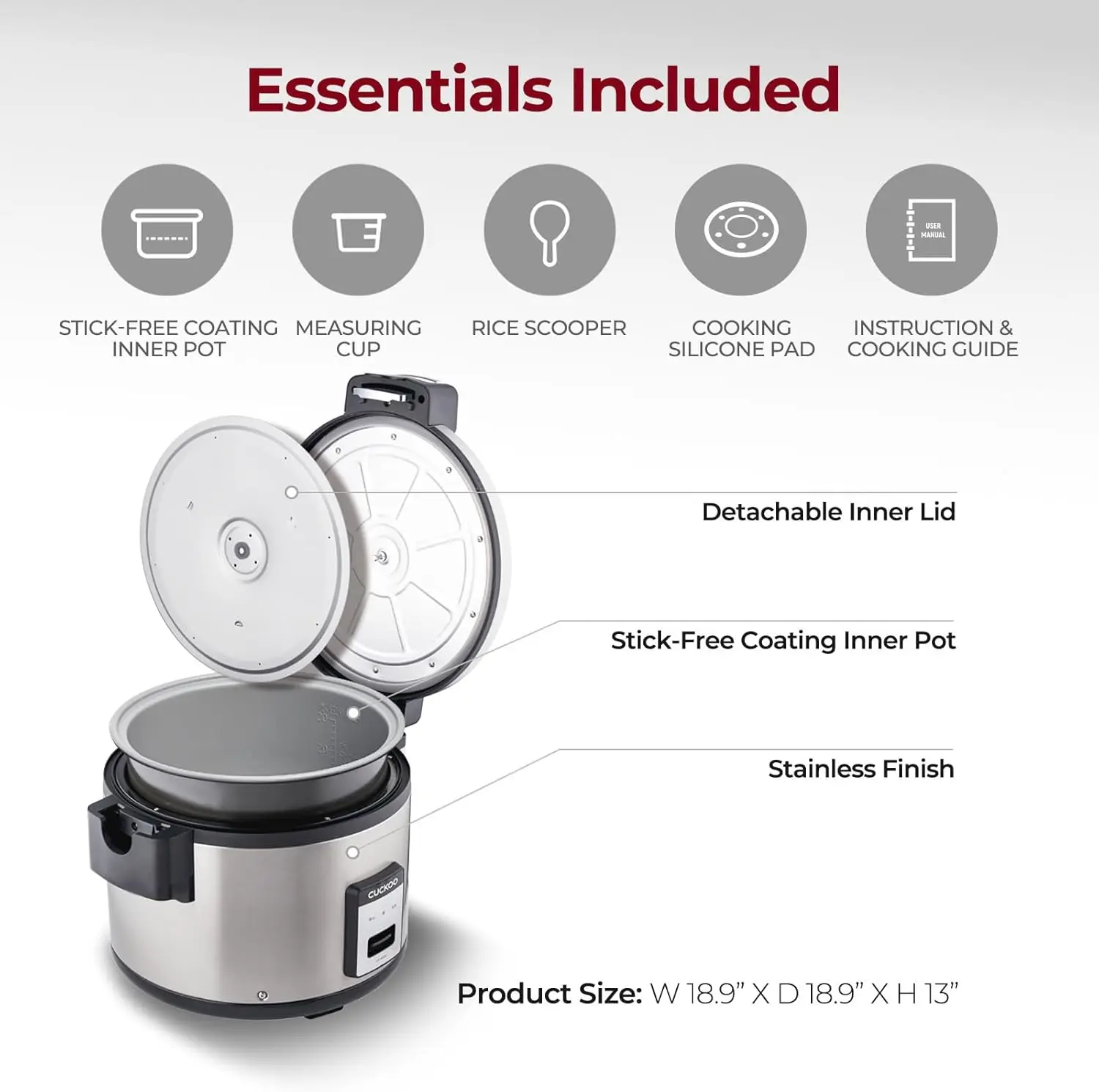 30-Cup (Cooked) / 60-Cup (Cooked) Large Capacity Commercial Rice Cooker & Warmer with Nonstick Inner Pot, Switch Press 2