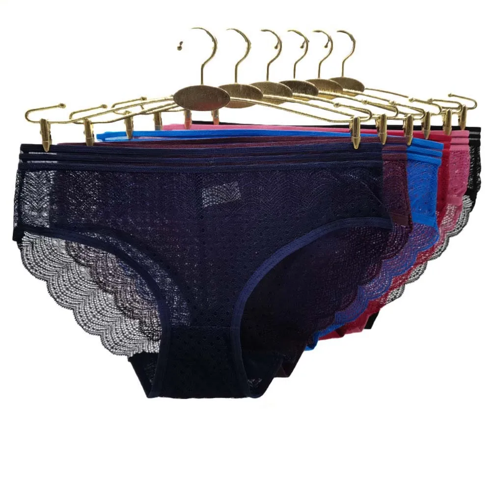 

Sexy Panties Women Lingerie Transparent Lace Underwear Woman Briefs Low Waist Intimates Female knickers 4 Pieces/Lot