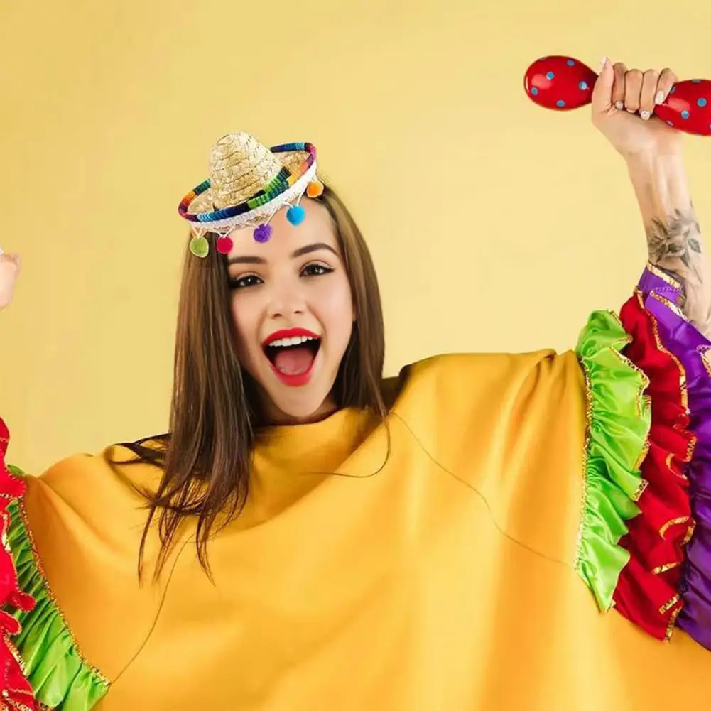 

Straw Hat Headband Mexican Fiesta Party Supplies Mini Sombrero Hats Headbands with Mustaches Cinco De Mayo Costume for Weddings