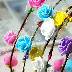 60Pcs Flower Wreath Luminous 10-LED Headpiece Garland Crown Flower Headband Glowing Wreath For Wedding Party Christmas Garlan