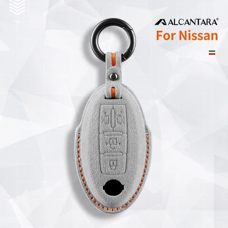 Alcantara Car Key Case Cover Holder Key Shell Buckle Per Nissan Quest Mpv Elgrand Nv200 Evalia Serena Portachiavi Accessori