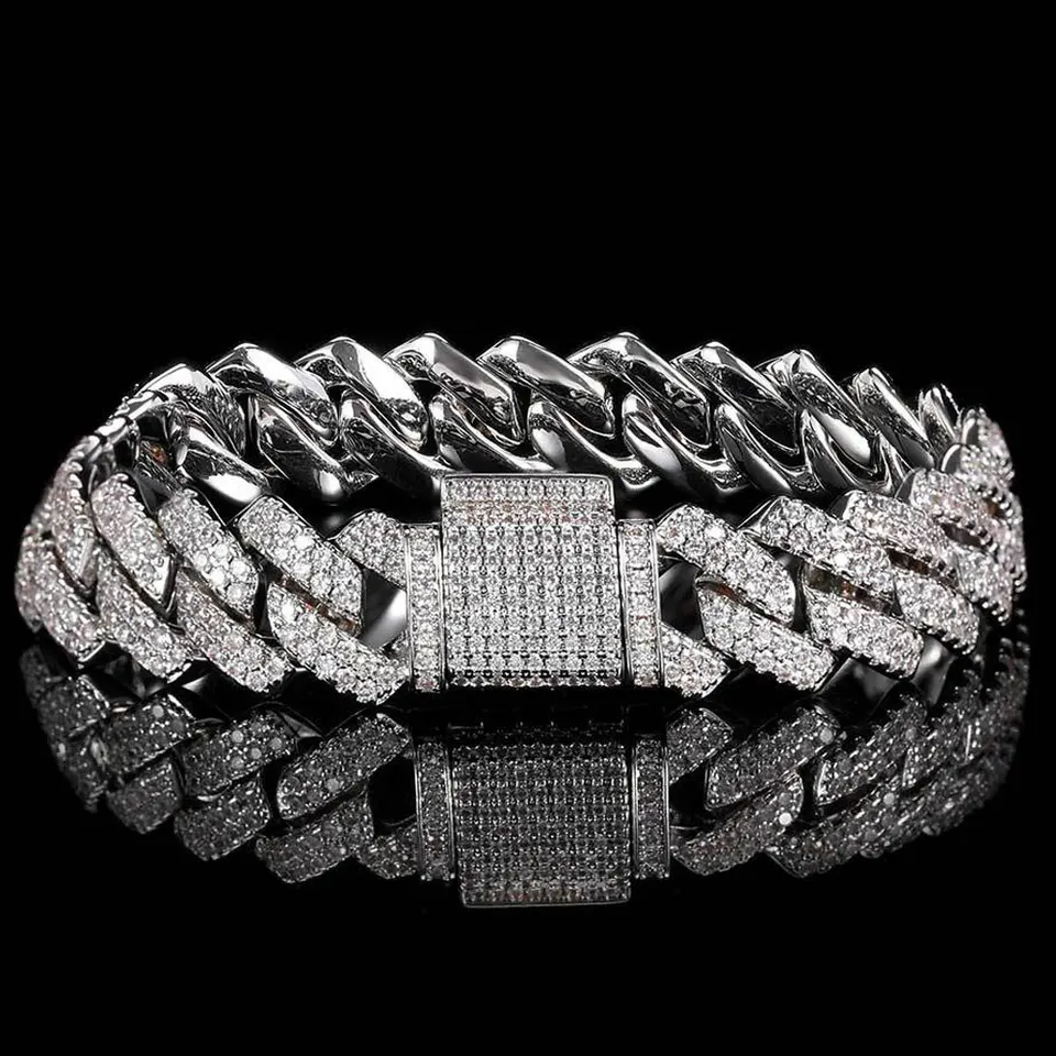 Miabella Pulsera De Eslabones Cubanos De Oro De 18 Quilates