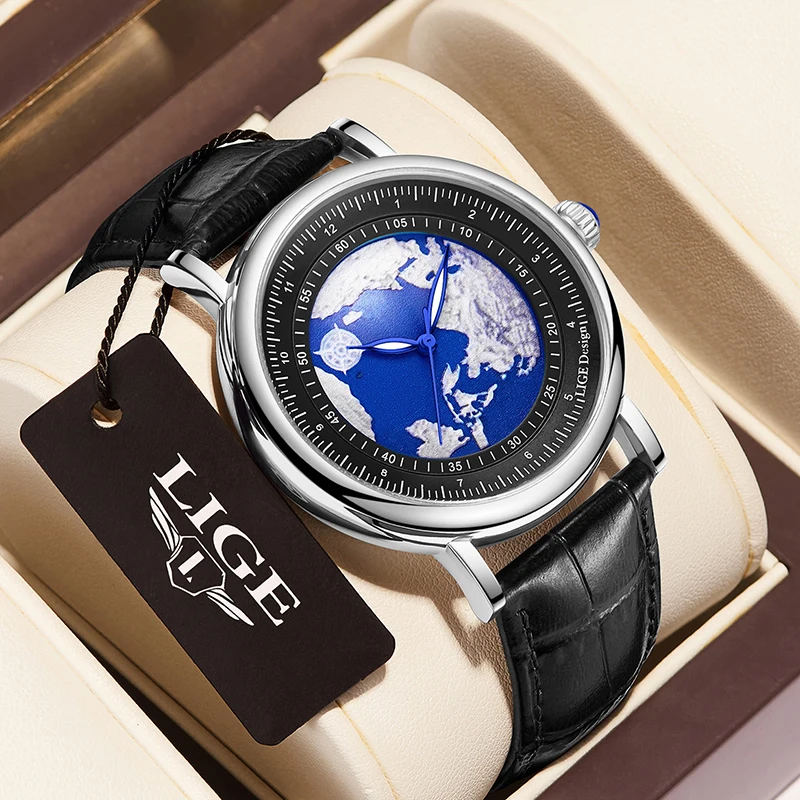LIGE في الهواء الطلق موضة كوارتز رجل ساعة حزام من...