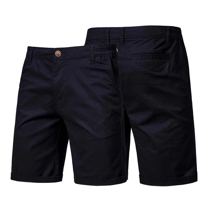 2024 New Summer 100% Cotton Solid Shorts Men High Quality Casual Business Social Elastic Waist Men Shorts 10 Colors Beach Shorts