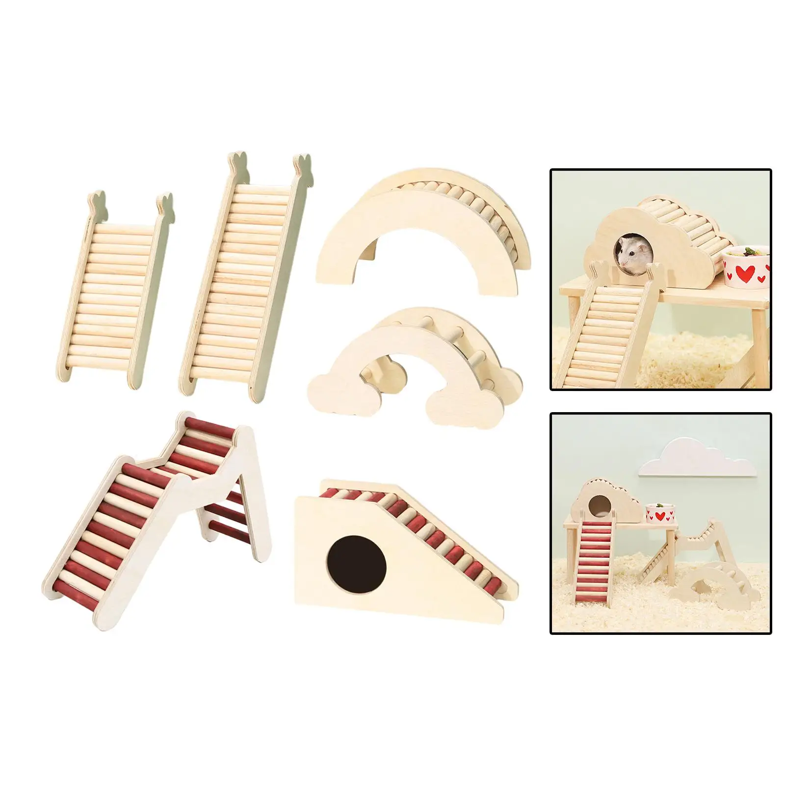 Hamster Climbing Toy Wooden Bridge Ladder for Hamsters Gerbils Mice and Small Animals
