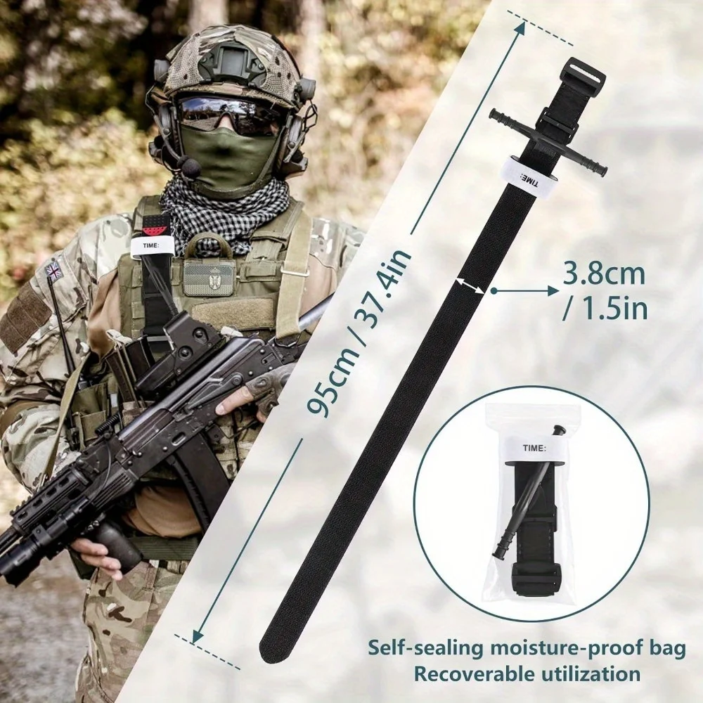 4 Pack Emergency Outdoor Tourniquet First Aid Tactical Life Saving Hemorrhage Control Military Tactical Emergency, Single-Handed