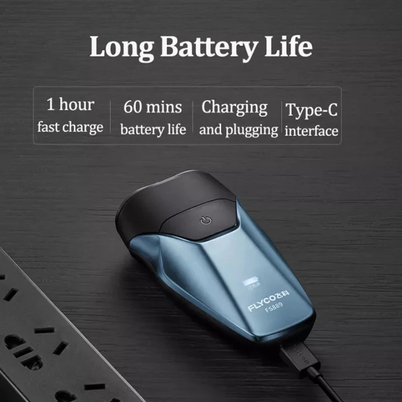 AIKIN Flyco 남성용 전기 면도기, 트윈 블레이드, 전신 세척 면도기, 1 시간 USB 충전 플로팅 면도기, FS889 FS888