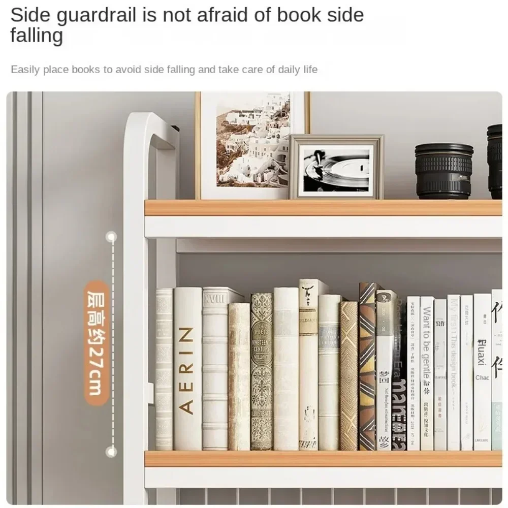Desktop Multi-Layer Wrought Iron Shelf Table Hole Board Table Wooden Shelves Bookcase Grid Bookshelf Student Computer Desk