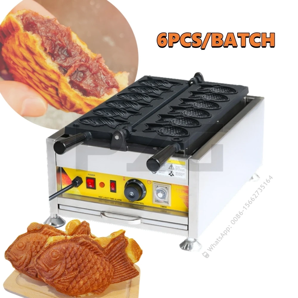 

Automatic Fresh Fish Cake Forming Machine Fish Cake Taiyaki Making Machine 6 Holes Fish Shape Cake Waffle Making Machine