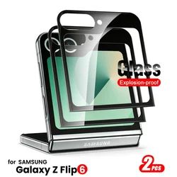 Premium 2-Piece Tempered Glass Screen Protector & Case for Samsung Flip6 (Black Edge-2Pcs)