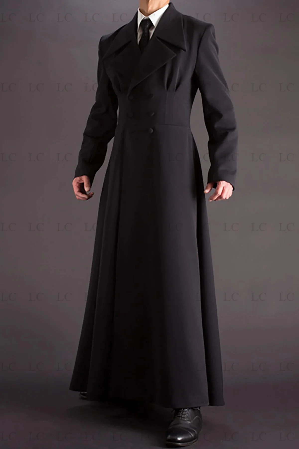 Claasic Black One Piece Long Coat Men Suits Double Breasted Tuxedo Overcoat Fashion Prom Wedding Groom Plus Size Made