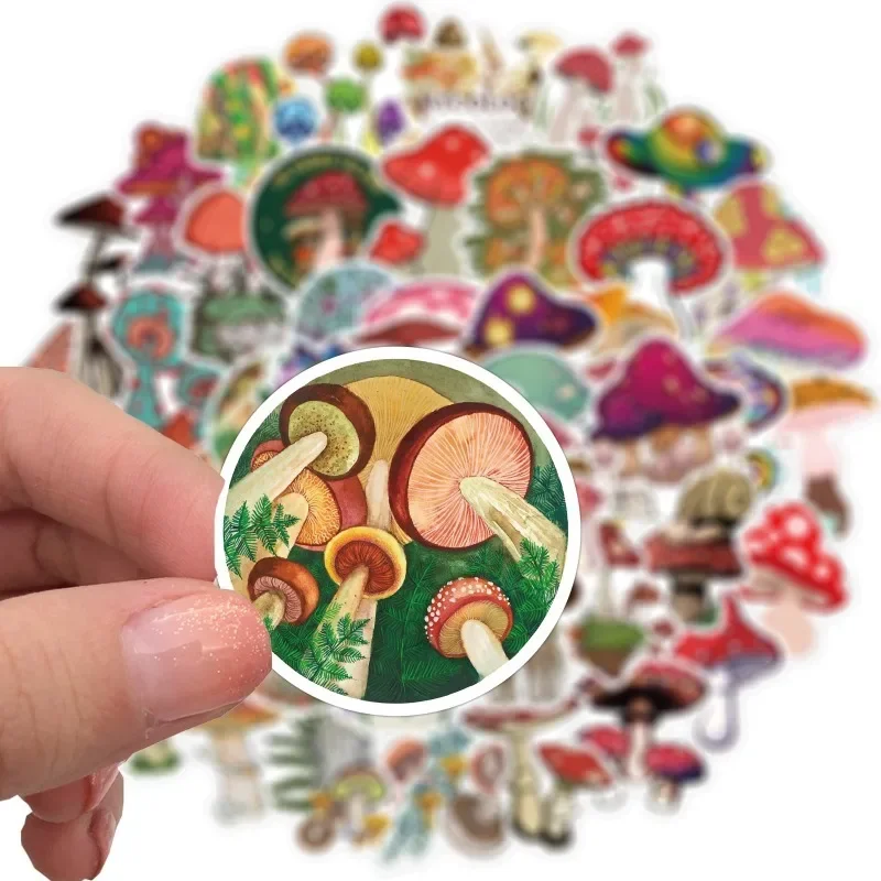 50pcs Cute Cartoon Mushroom Stickers Waterproof Removable DIY Decals for Laptop Luggage Motorcycle Graffiti PVC Stickers