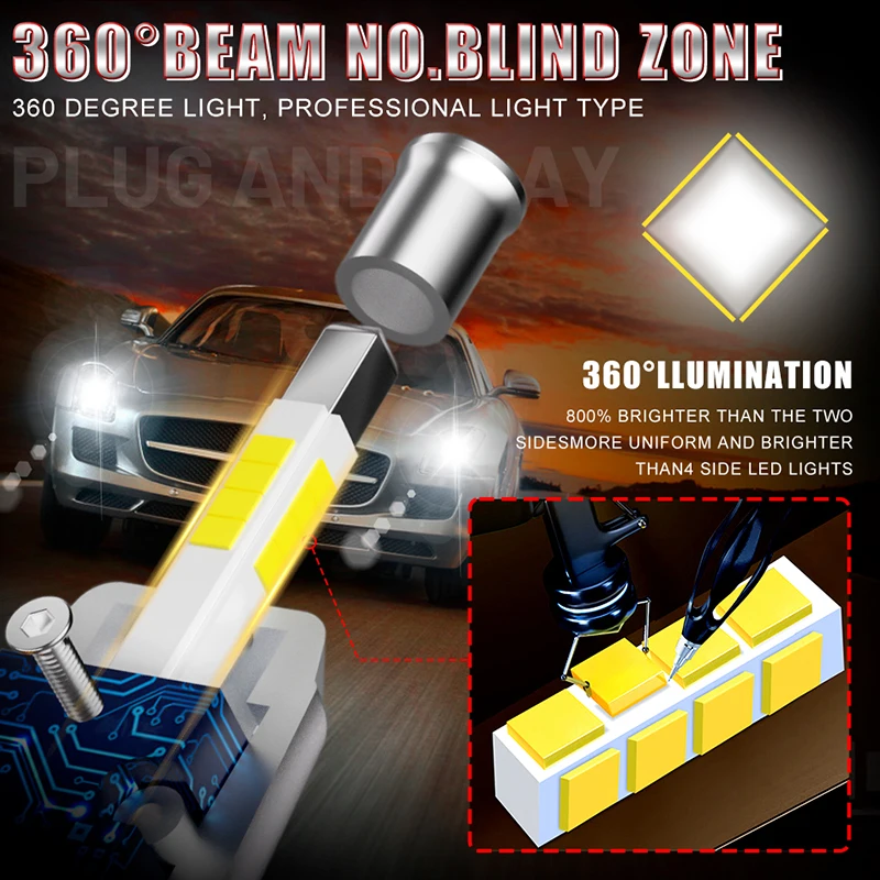 H1 H7 LED 캔버스 자동차 헤드라이트 전구 6000K 백색 DRL 자동차 팬 안개등 360 3D CSP 칩 1:1 미니 LED 라이트 플러그앤플레이
