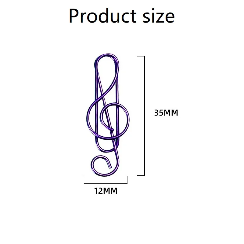 20 PCS Music Paper Clip Metal Office Cute Binder Kawaii Stationery Clip Paper Clips Cute Decorative Clips