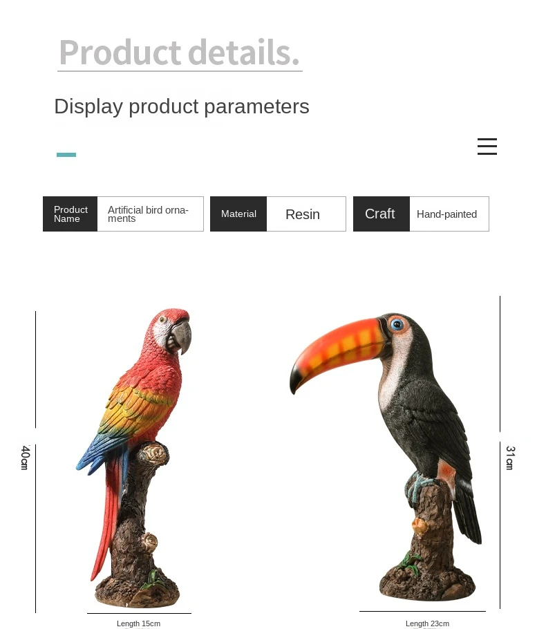 Parrot Resin Bird Statue Ornaments