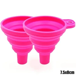 Set of 2 Foldable Silicone Funnels for Fluid Changes - Portable Car Engine Oil Washer Accessories (Rose Red-Small)