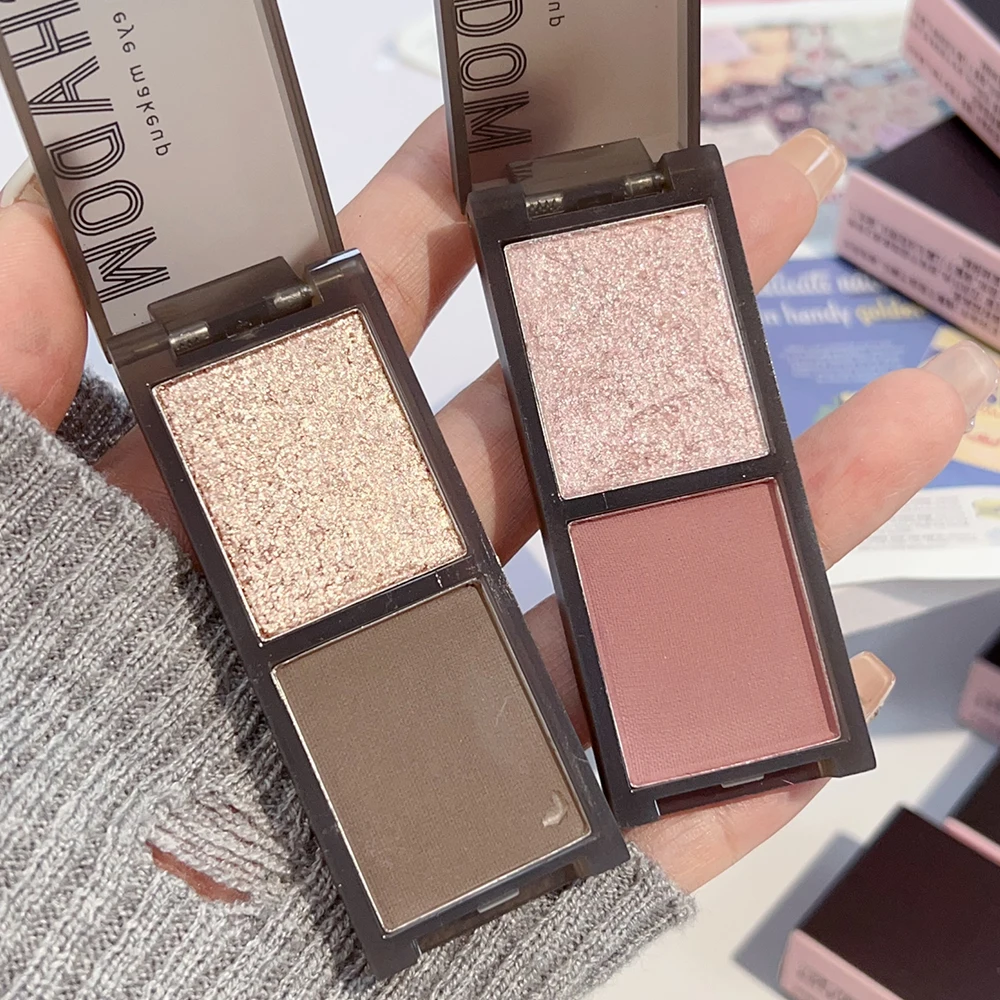 2 色のアイシャドウパレット持続簡単に着色マット赤黒アイシャドウ