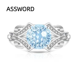 Sterling Silver Sky Blue Crystal Infinity Band Ring - Luxury Jewelry Gift (Ice blue)