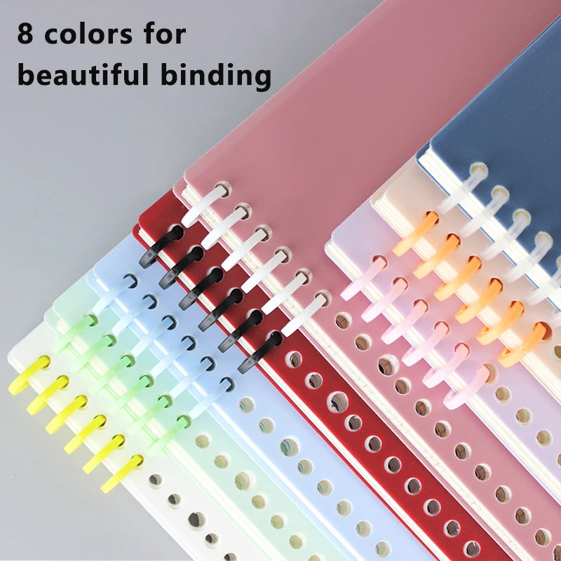 6 Holes Candy Color Loose-leaf Plastic Binding Ring Spring Spiral Rings A4 A5 Paper Notebook Stationery Binding Clip
