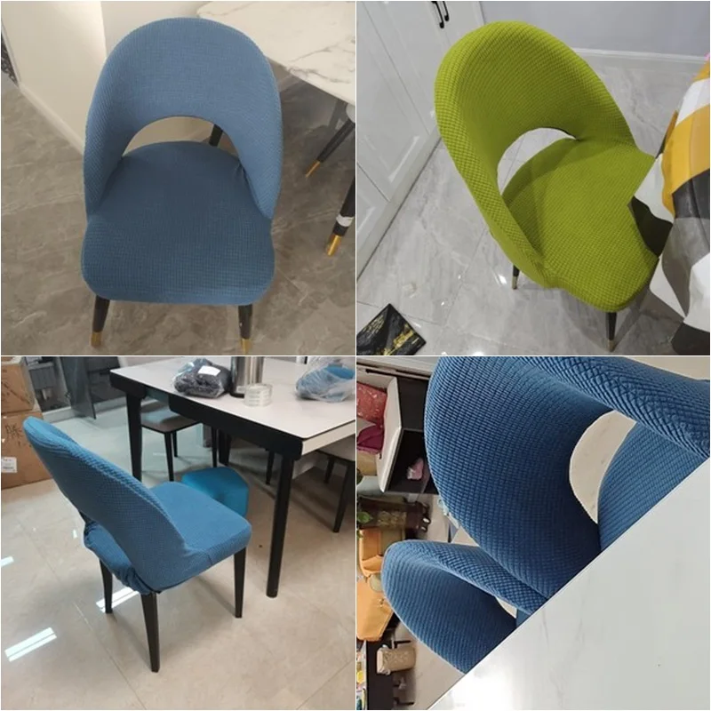 1/2/4/6Pcs Curved Chair Cover Hollow Back Jacquard Arc Armchair Covers Dining Chair Covers Home Spandex Elastic Dustproof Cover