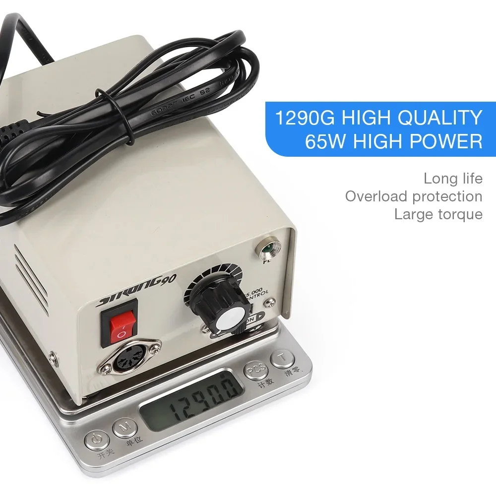 Strong 90 65W 35000RPM Professional Electric Nail Art Drill Machine Stainless Steel Pedicure Nail Polishing Manicure Machine 5