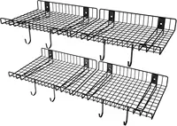 4 Pack Garage Wall Shelf, Wall Mounted Storage Shelves, Heavy Duty Metal Shelves For Room Wall, Loads 260 Lbs Floating Shelves 1