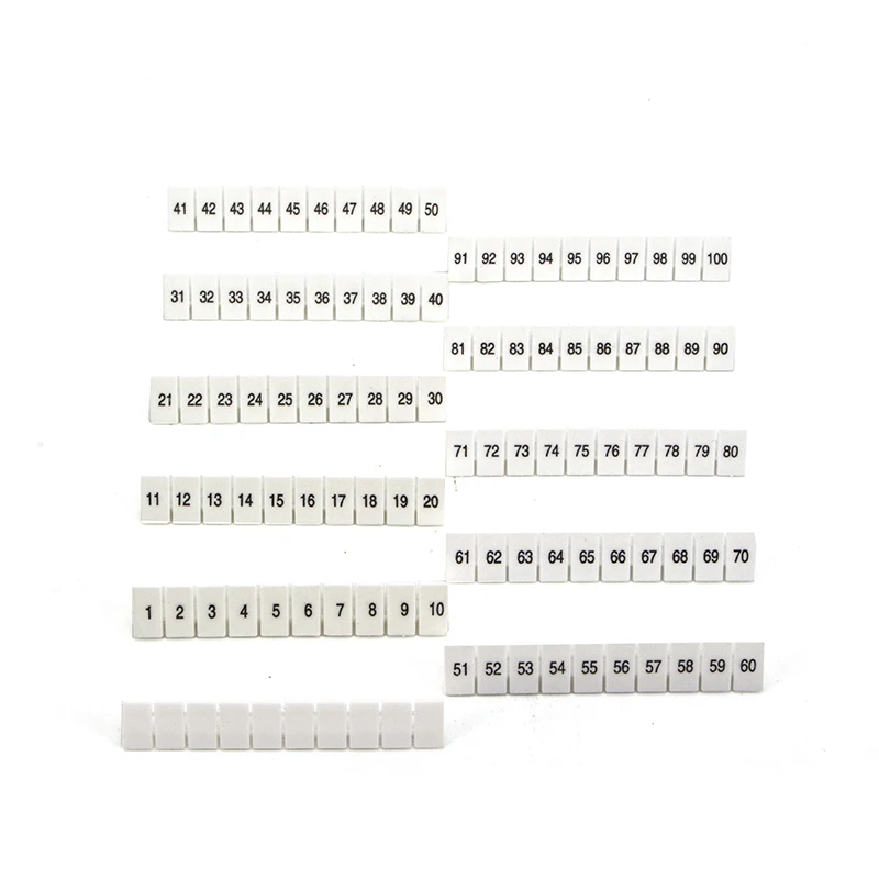 10Pcs ZB-6 Marker Strips Numbering Blank UK2.5 UK2.5B DIKD-1.5PT-4 ST-4 UKK5 DIN Rail Terminal Block ZB6 ZB 6 Wire Connectors Din Rail Terminal Block