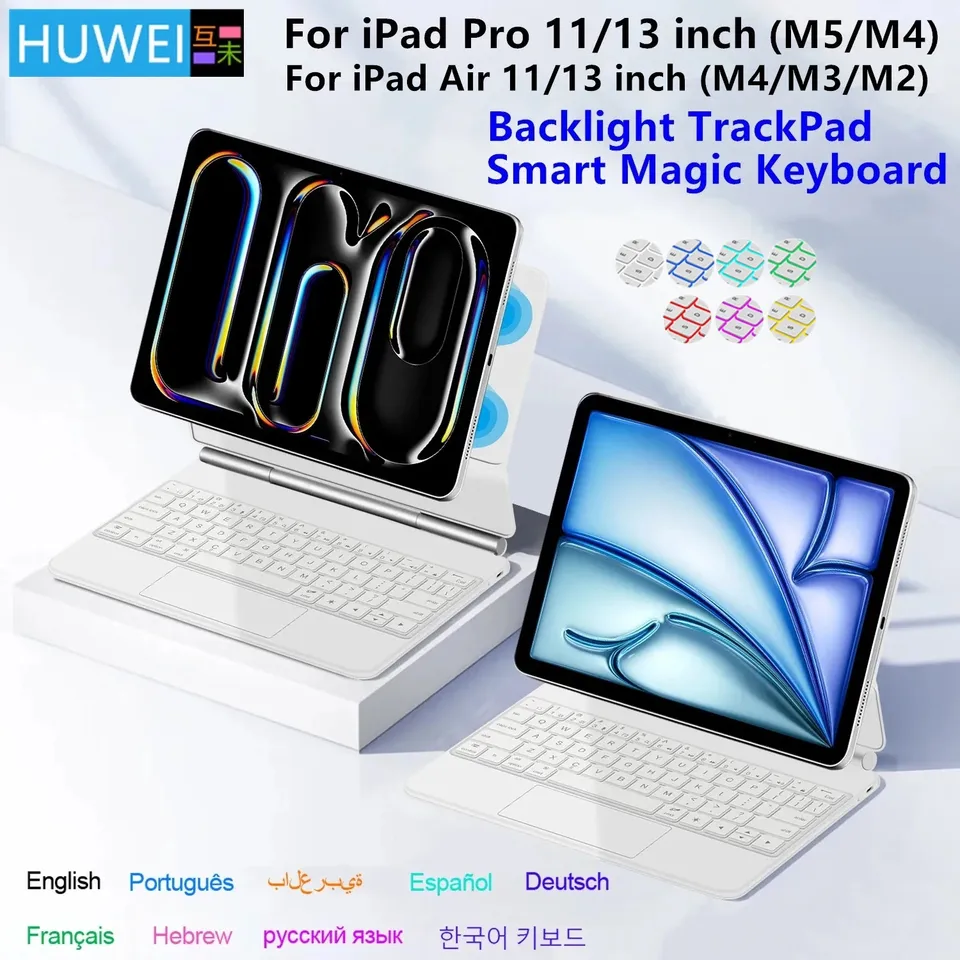 Étui pour iPad Air 13 2024 avec clavier et étui pour iPad Pro 2020/2021/2022 avec