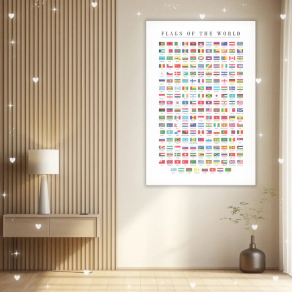 Bandiere del mondo Educazione Poster su tela Wall Art Librari Aule Camera da letto Soggiorno e arredamento per ufficio Unframe 2