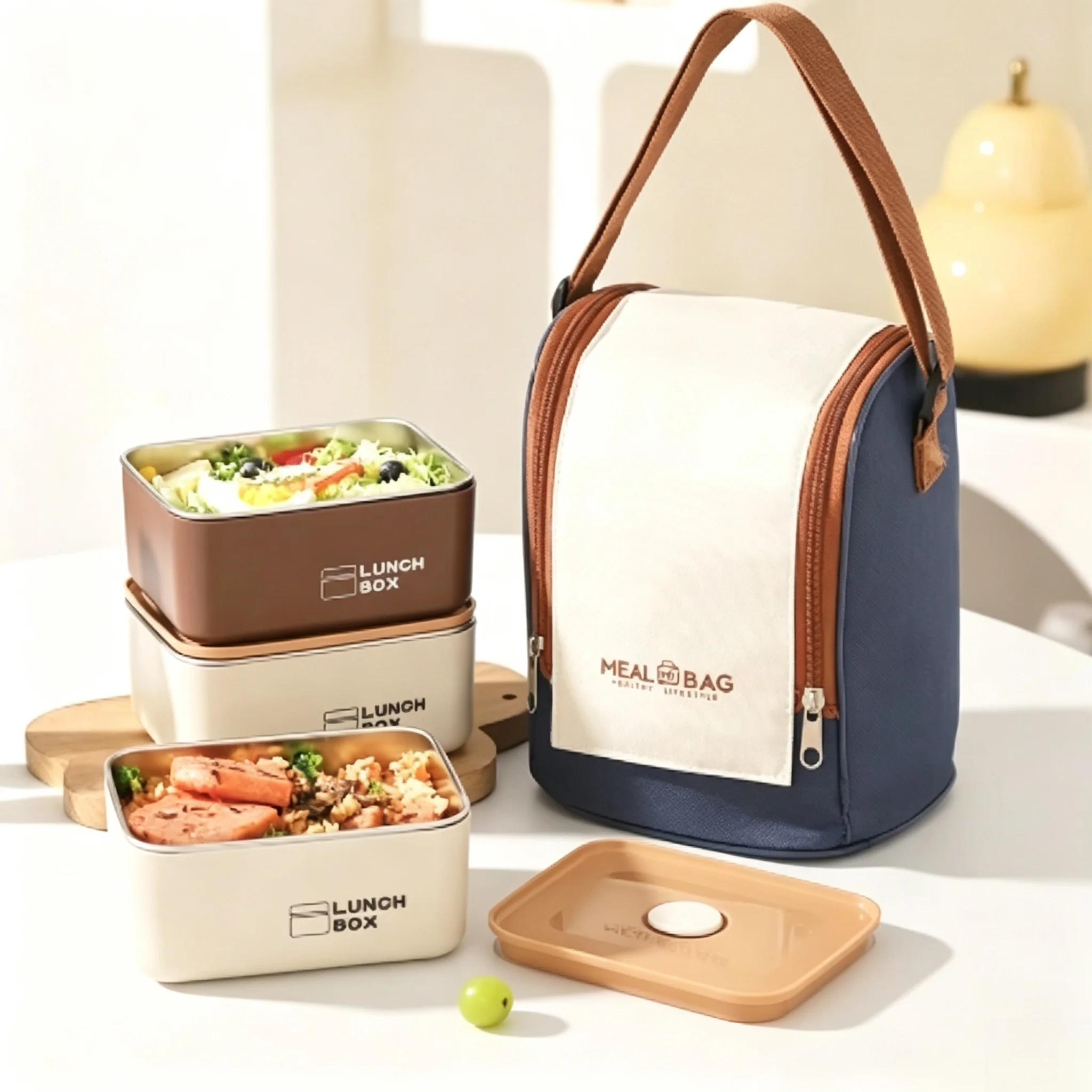 Premium Stainless Steel Insulated Leak-Proof Multi-Layer Lunch Box with Food Storage Compartments