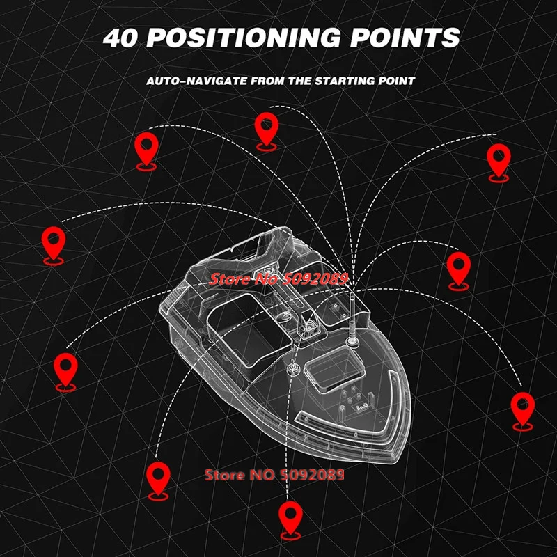 Smart 40 Points GPS Fishing Bait Boat GPS Auto Return RC Nesting Boat 2KG Loading 500M Distance Fixed Speed Cruise Bait Boat Toy 3
