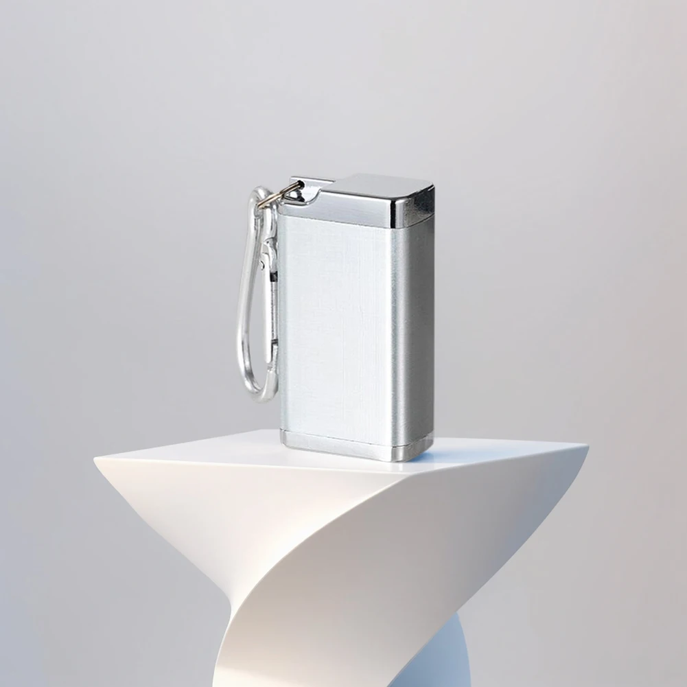 Outdoor Cigarette Holder Aluminum Alloy Butt Disposal Box Rotating Lid Keychain Ashtray with Carabiner for Outdoor Travel