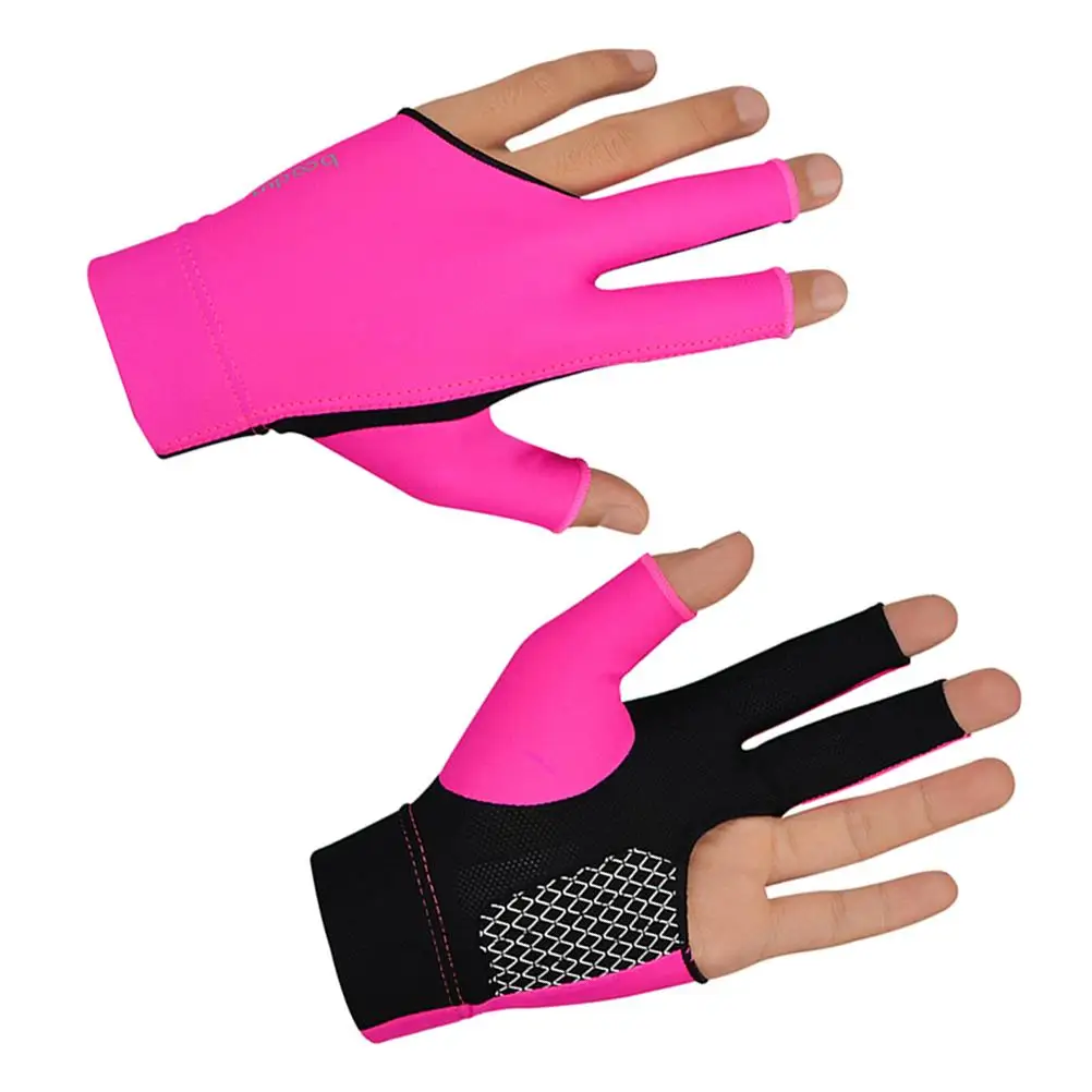 Three Finger Billiards Glove Wear Resistant Anti Slip Sports Cloth Snooker Glove Portable Size Billiard Comfortable
