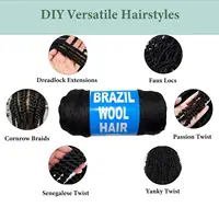 Extensions capillaires synthétiques brésiliennes en laine au Crochet pour femmes, fil de cheveux africain pour noir naturel, tresses Jumbo, 2/3/5/12 pièces ﻿ 5
