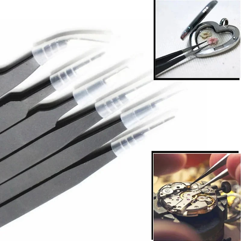 Precision Tweezers 6PCS Precision Tweezers Set ESD Anti Static Stainless Steel Tweezers Repair Tools for Electronics Repair Soldering Craft
