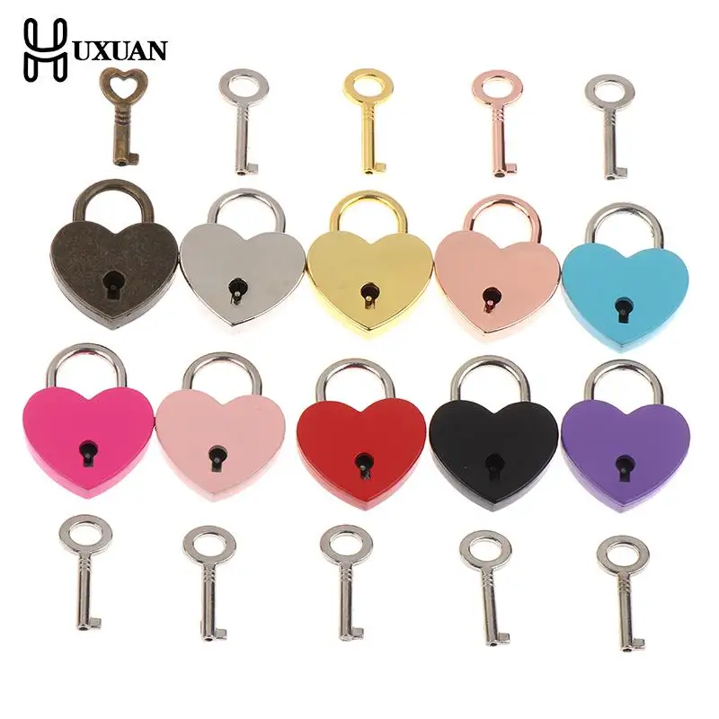 Metal Padlock Bag Suitcase Heart Shape Padlock Mini Heart Padlock