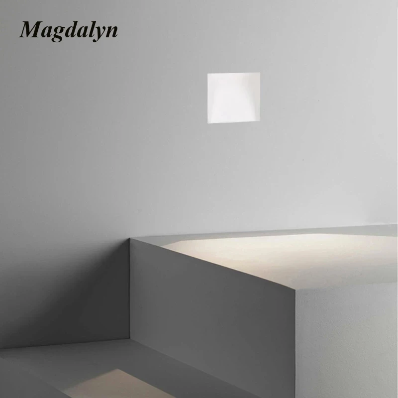 Magdalyn 계단 조명 센서, 미니멀리스트 리세스드 야외 방수 야간 스콘스, 모던 데코, LED 쉐이드리스 코너 벽 램프