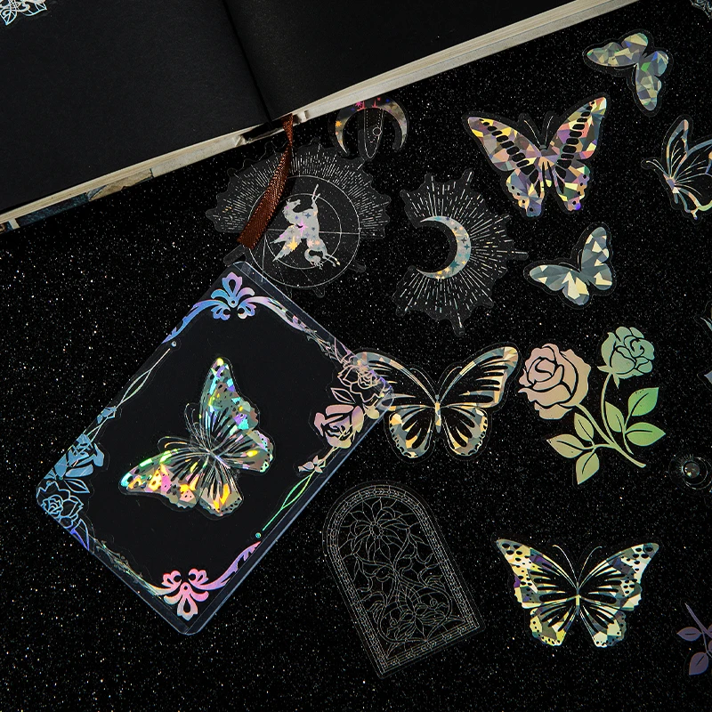 

30Pcs/Bag Assorted Hollowed Out Pattern Laser Stickers Aesthetic Phone Laptop Decor Room DIY Hand Account Stationery Supplies