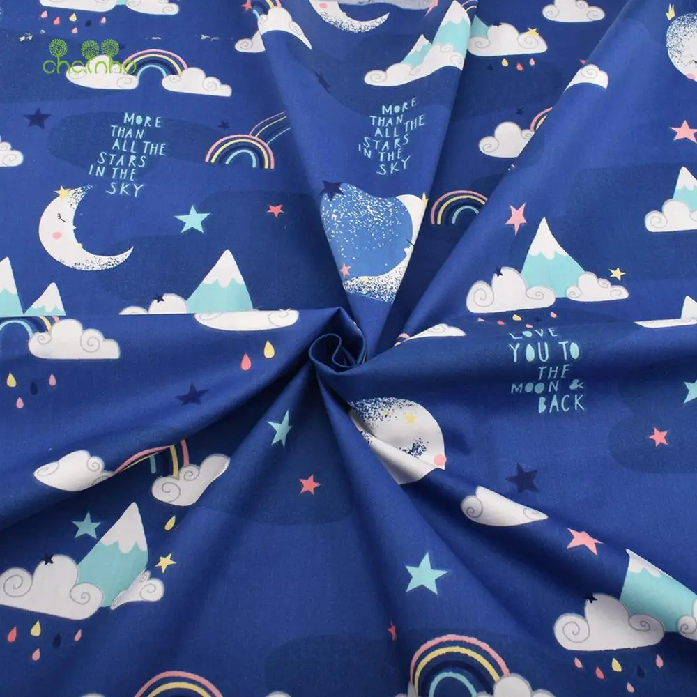 Chainho,Printed Twill Weave Cotton Fabric,Patchwork Cloth,DIY Sewing Quilting Material,Universe & Star,8 Designs,2 Sizes,15C36