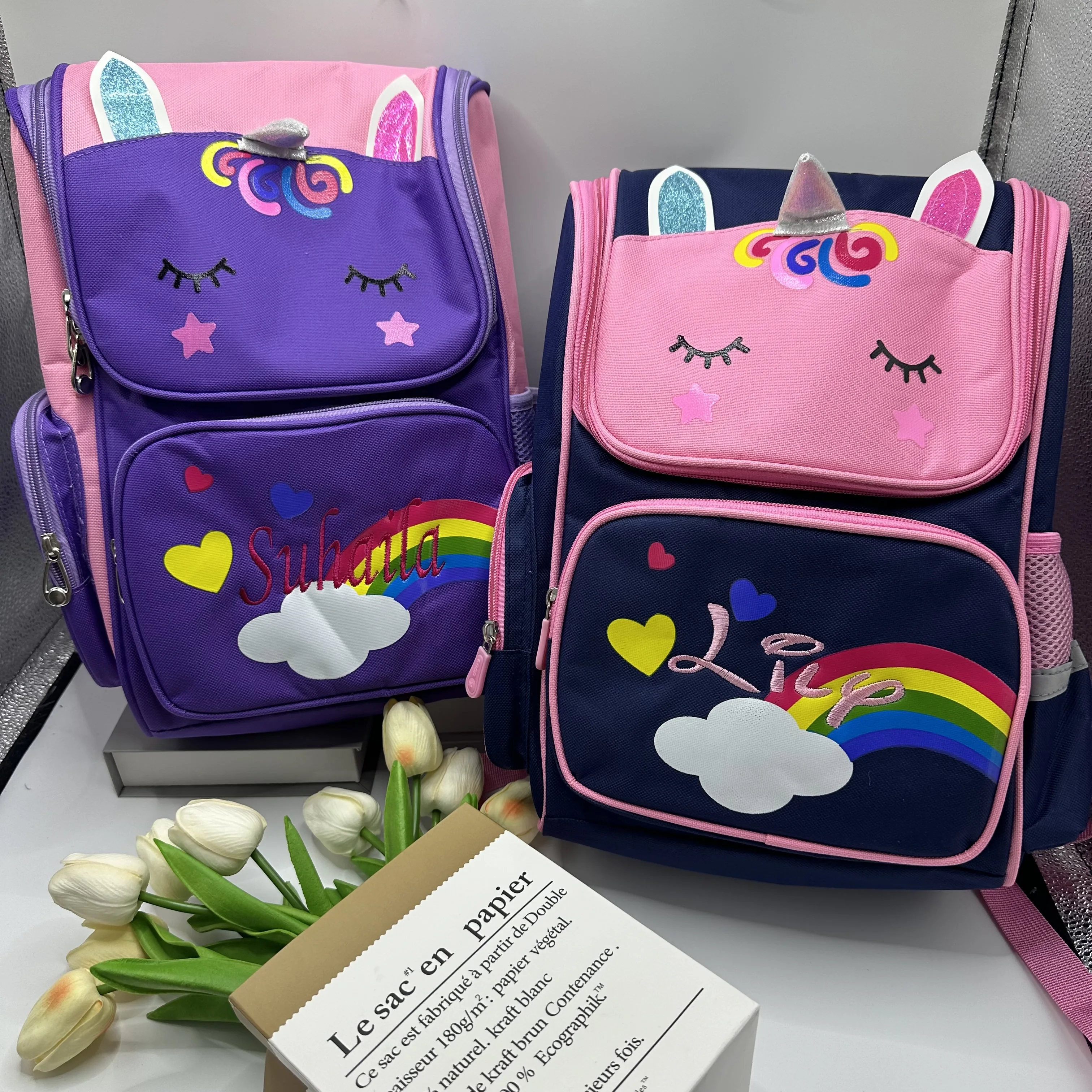 

Personalized Unicorn Elementary School Cartoon Backpack, Space Children's Backpack, Kindergarten Backpack, Embroidered Name